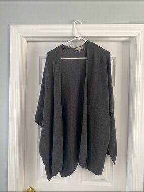 LOFT Dark Charcoal Open-Front Knit Cardigan